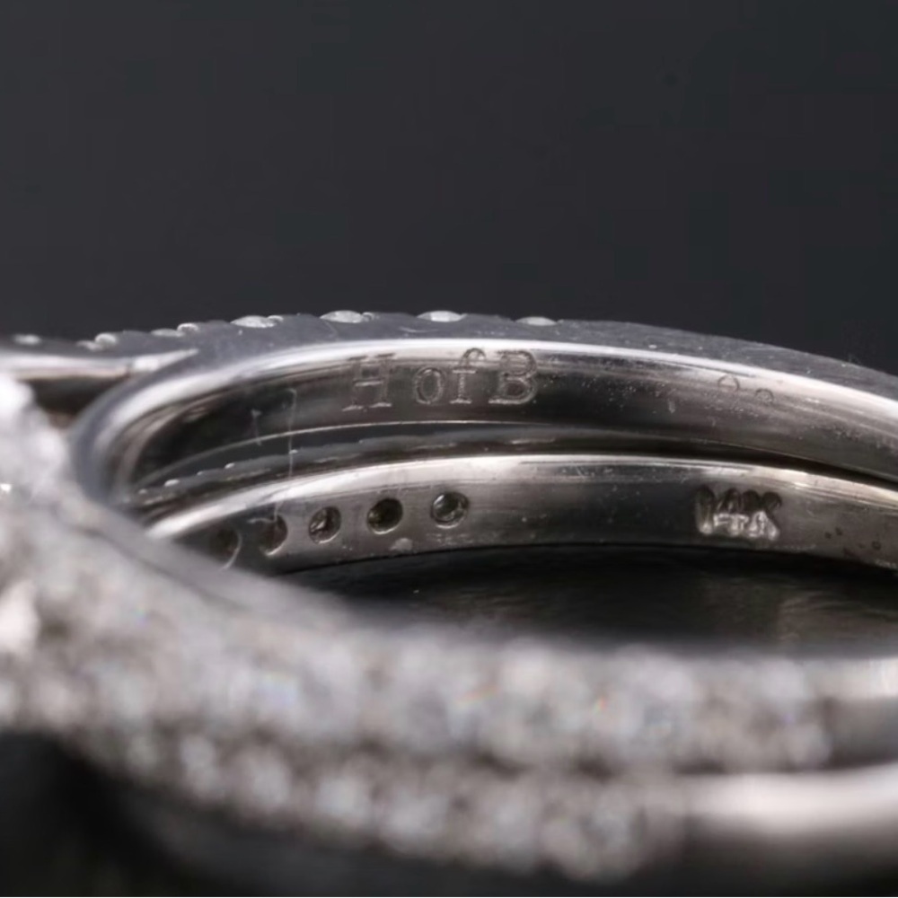 Double Halo Round Real Diamond Wedding Ring in 14k White Gold - Picture 8 of 13